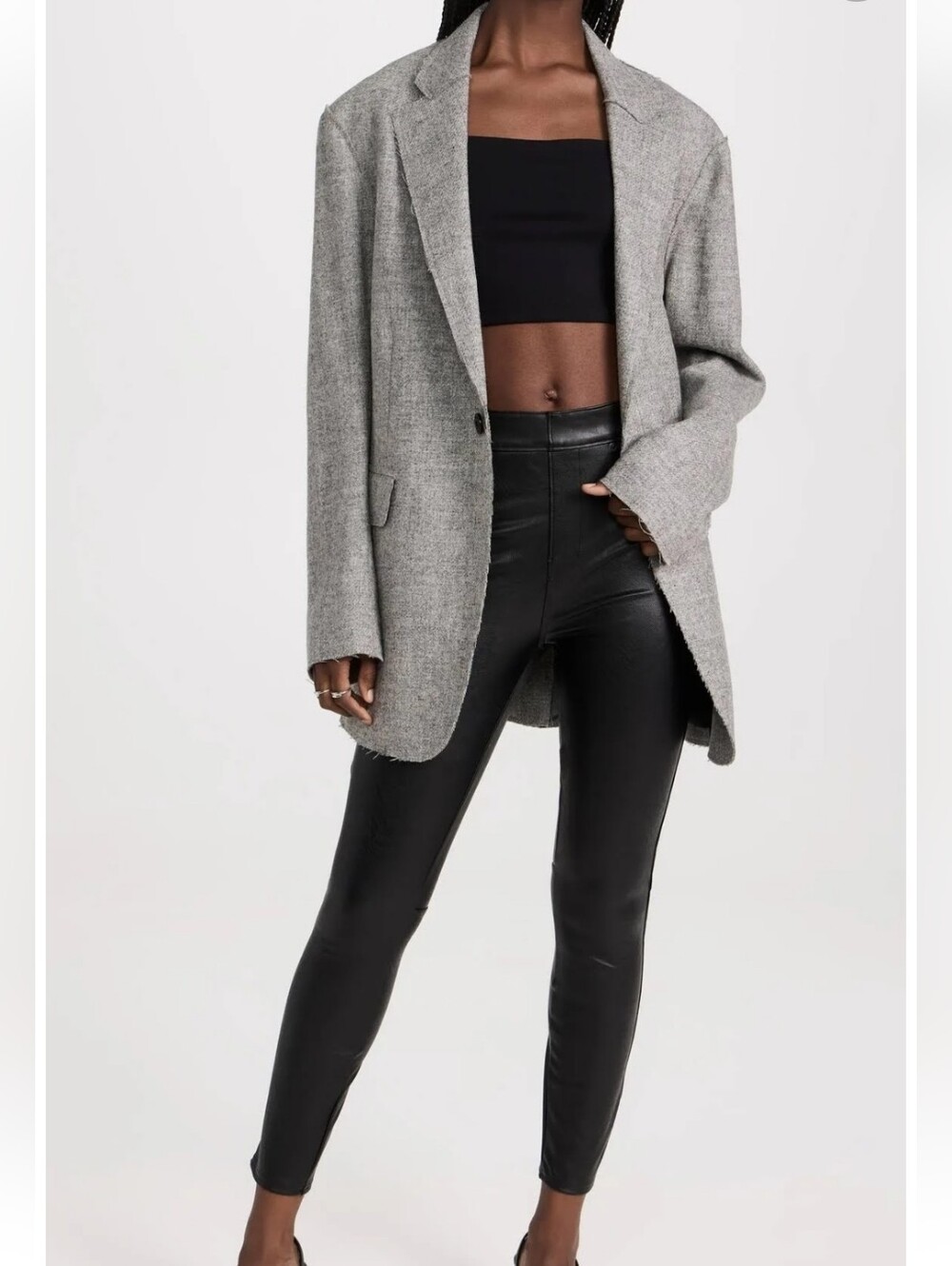 SPANX Black High-Waist Leather Like Skinny Pants